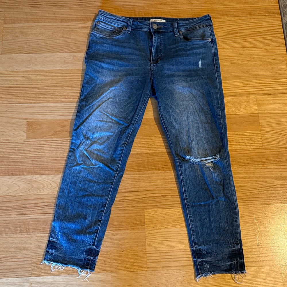 STS Blue Dark Wash Distressed Ankle Jeans